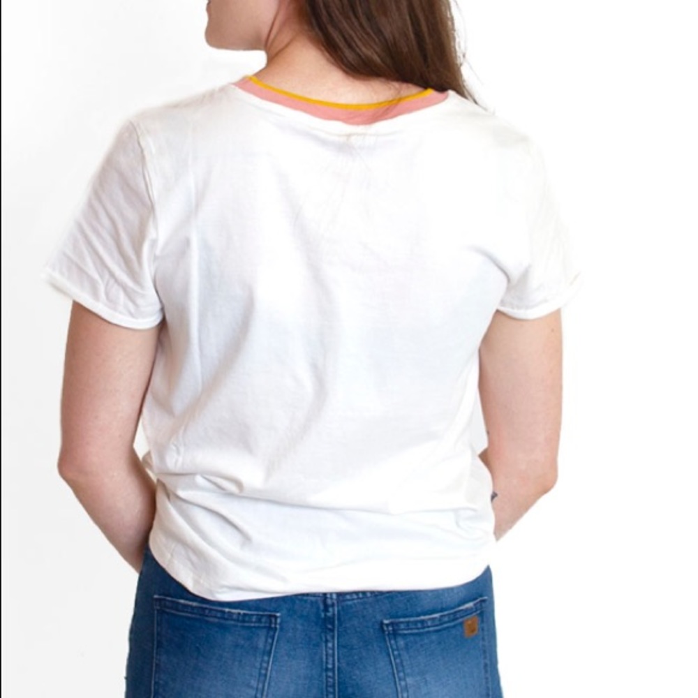 NWT Roxy White Broken Lines Ringer Tee - Picture 2 of 5